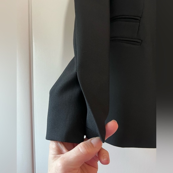 Zara Women’s Satin Lapel Tuxedo Blazer Jacket Solid Black Size Medium - Picture 7 of 10